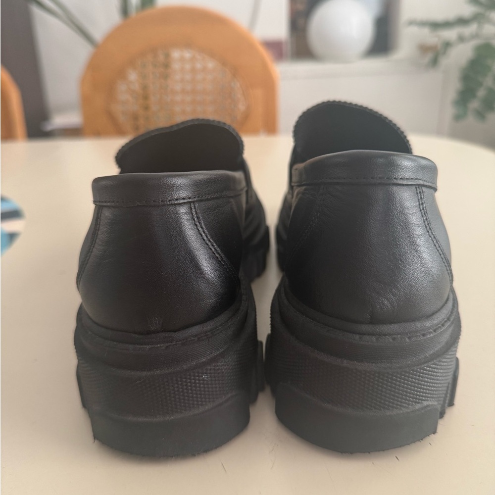 Silent D Coralie Chunky Lug Sole Black Leather Loafers - Picture 6 of 10